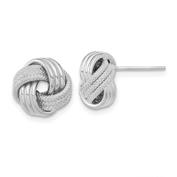 Shop Stylish 14K White Gold Love Knot Stud Earrings - Affordable Luxury Gift-1