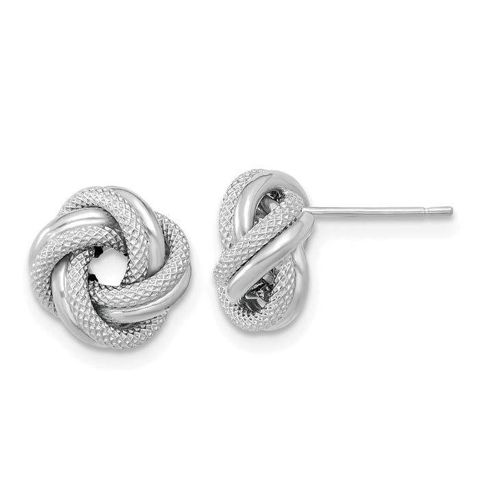 Shop Stylish 14K White Gold Double Love Knot Textured Post Earrings - 1.5"-1
