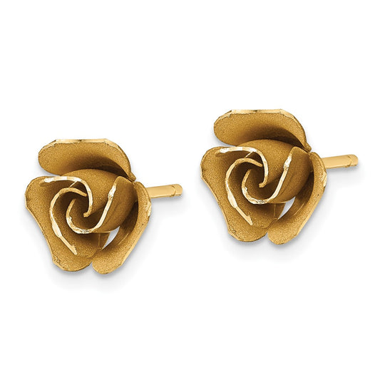 Exclusive 14K Rose Gold Brushed Floral Stud Earrings - Stylish & Affordable