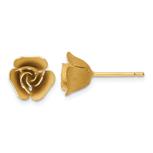 Exclusive 14K Rose Gold Brushed Floral Stud Earrings - Stylish & Affordable