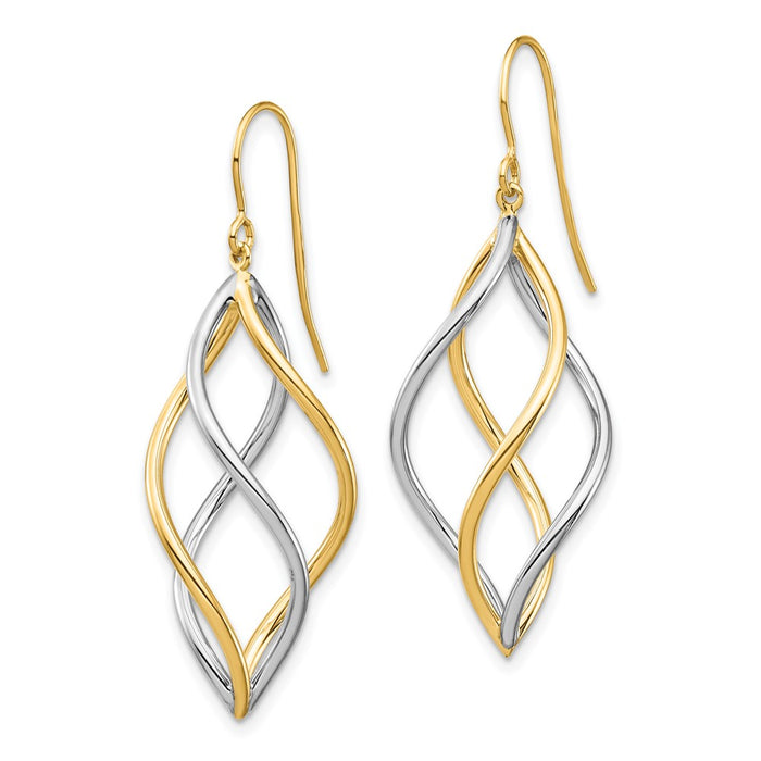 Shop Stylish 14K Two-Tone Twisted Polished Dangle Earrings - Luxury Design-2