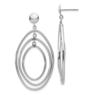 High-Quality 14K White Gold Oval Circle Drop Earrings - Stylish Luxury Value