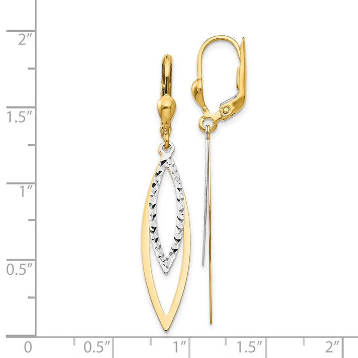 Buy Stylish 14K Two-Tone Diamond-Cut Leverback Earrings - Luxury Jewelry-4