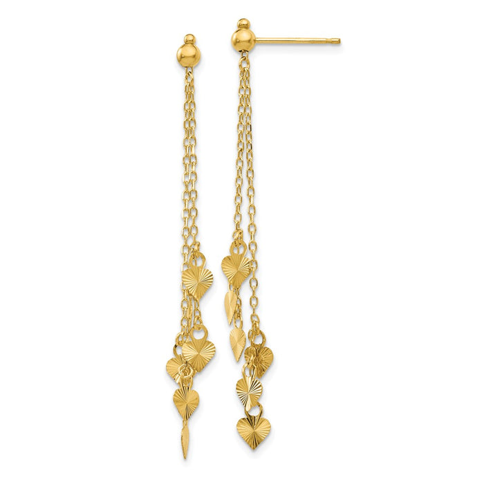 Shop 14K Gold Diamond-Cut Heart Dangle Earrings | Stylish & Affordable Jewelry-1