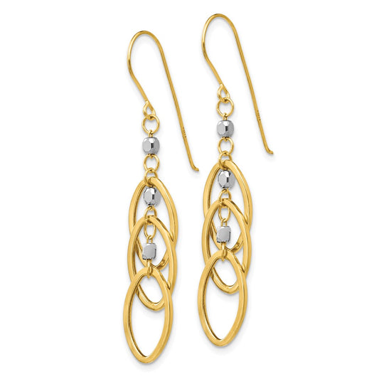 Shop Stylish 14K Two-Tone Oval Beaded Drop Earrings - Affordable Luxury Design
