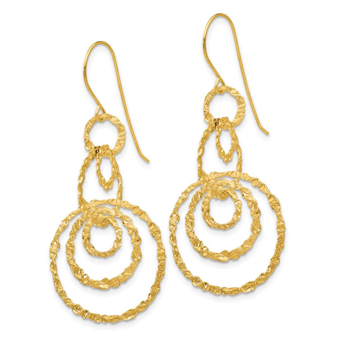 Buy Exclusive 14K Gold Textured Drop Circle Earrings - Stylish & Affordable!-2