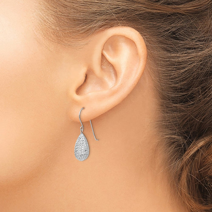 Buy Stylish 14K White Gold Puffed Teardrop Earrings - Luxury Design, 1.2"-3