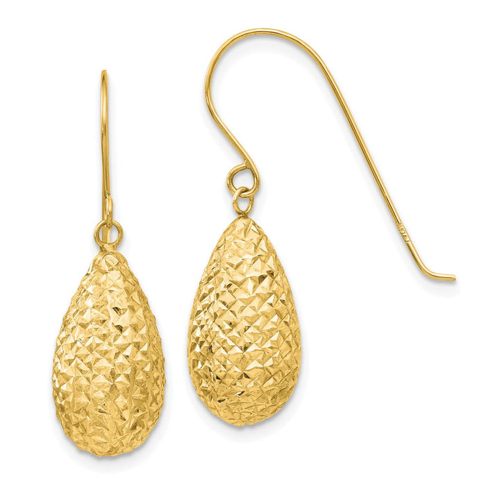Exclusive 14K Gold Puff Teardrop Earrings - Stylish Design, Lightweight Value-1