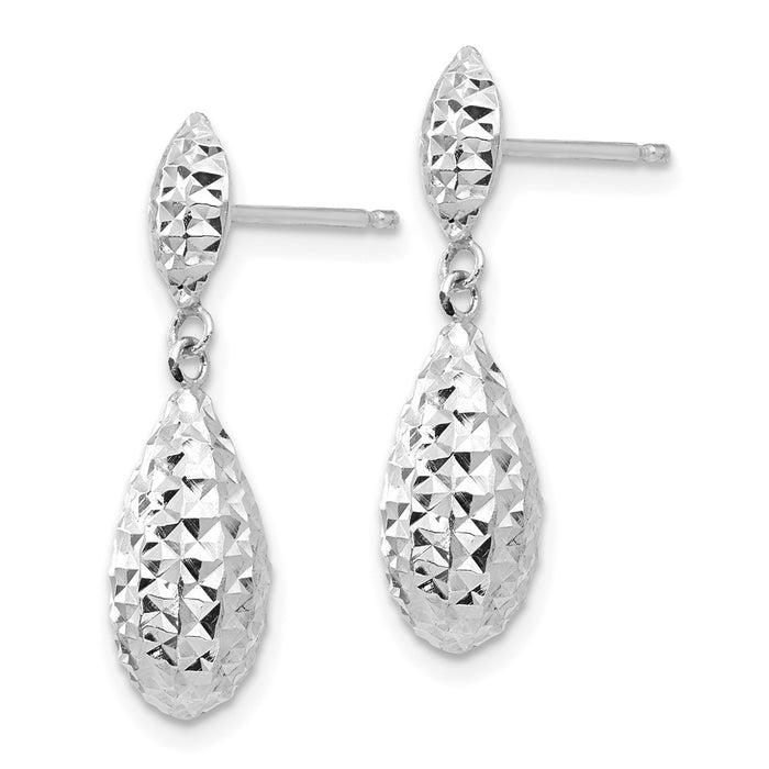 Shop Stylish 14K White Gold Diamond-Cut Dangle Earrings - Exclusive Teardrop Design-2
