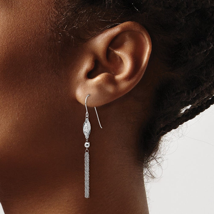 Shop Stylish 14K White Gold Beaded Chain Drop Earrings - Affordable Luxury-3