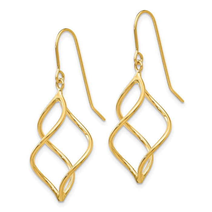 Buy Stylish 14K Gold Polished Twisted Short Dangle Earrings - 1.5" Luxury Design-2