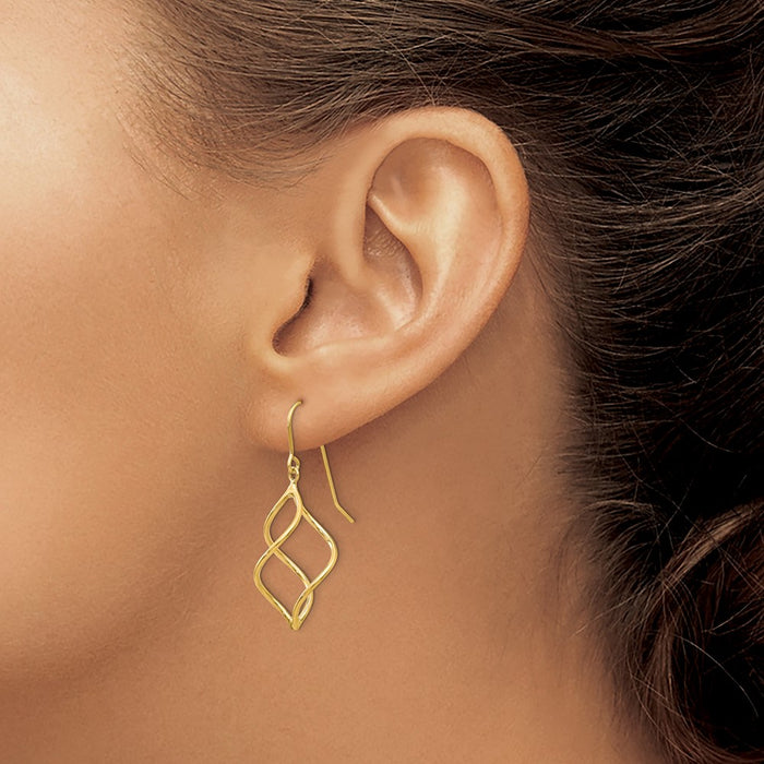 Buy Stylish 14K Gold Polished Twisted Short Dangle Earrings - 1.5" Luxury Design-3