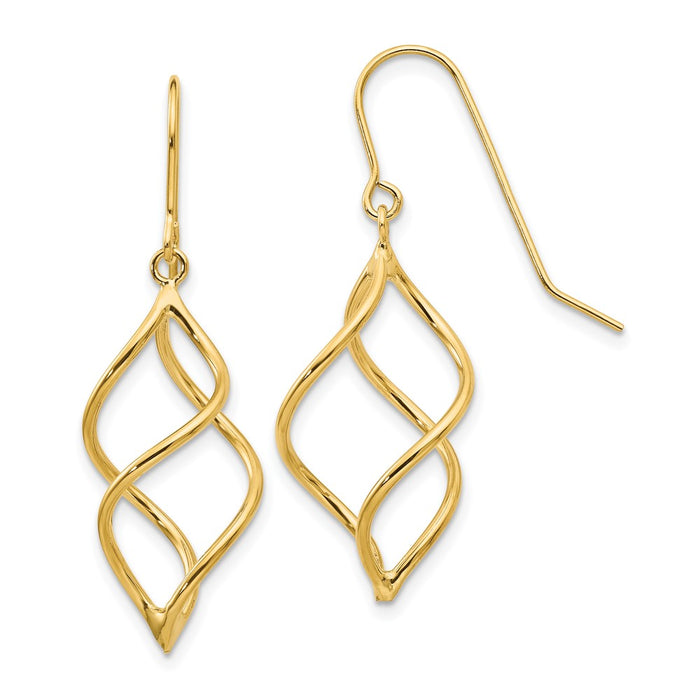 Buy Stylish 14K Gold Polished Twisted Short Dangle Earrings - 1.5" Luxury Design-1