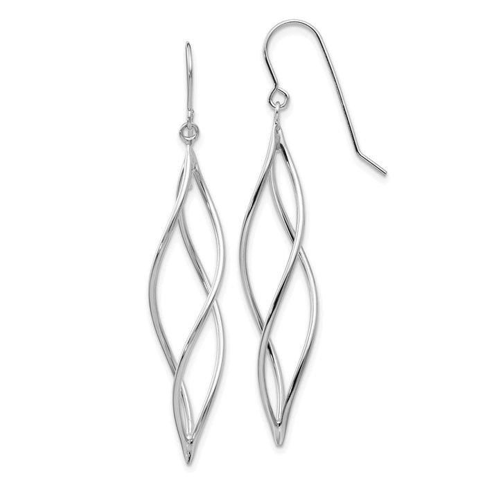 Shop Stylish 14K White Gold Long Twisted Drop Earrings - Affordable Luxury-1
