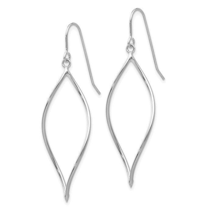 High-Quality 14K White Gold Twisted Oblong Drop Earrings - Stylish & Affordable-2