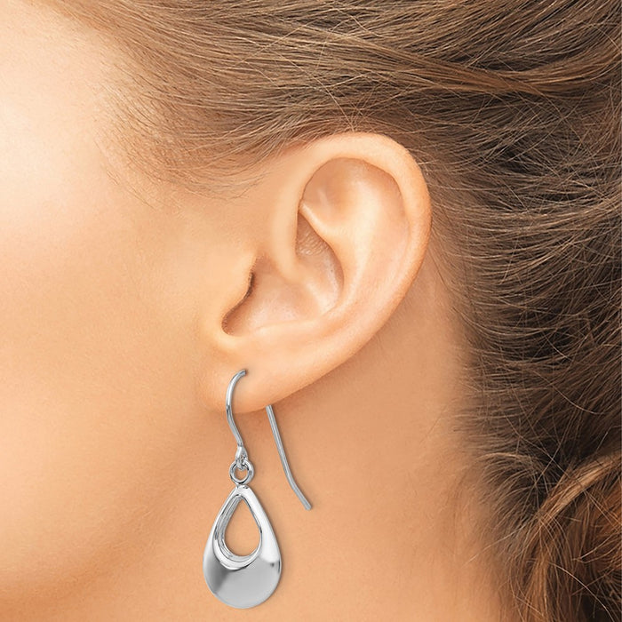 Shop Stylish 14K White Gold Hollow Teardrop Dangle Earrings - Exclusive Design!-3