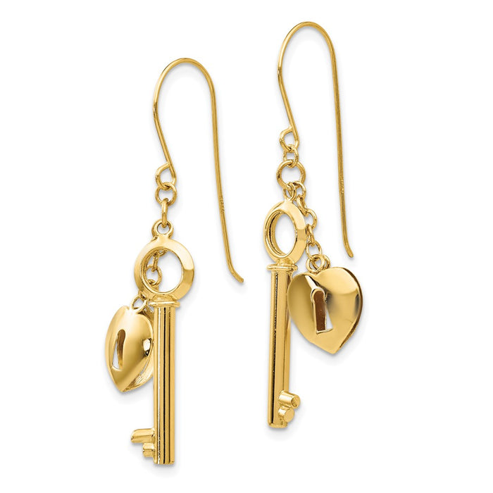 Buy Exclusive 14K Gold Heart Lock and Key Puff Earrings | Stylish Luxury Design-2