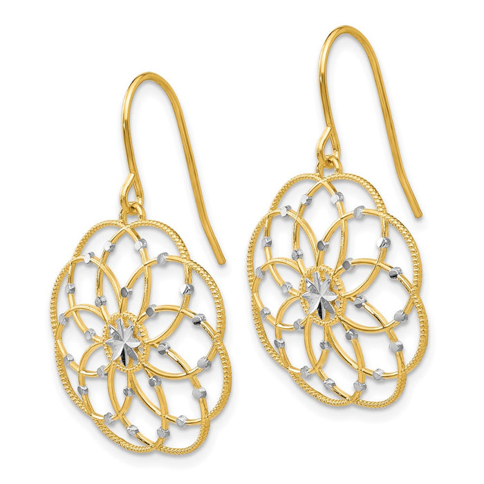 Buy 14K Gold & Rhodium Diamond-Cut Fancy Shepherd Hook Earrings - Stylish Value-2