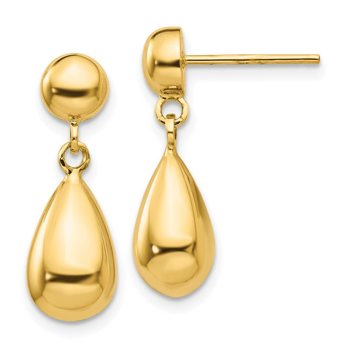 High-Quality 14K Gold Teardrop Hollow Dangle Earrings - Stylish Value Choice-1