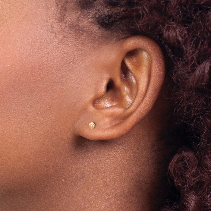 Buy Stylish 14K Rose Gold 3mm Round Puff Stud Earrings - Affordable Luxury!-3