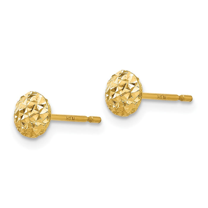 Buy Luxury 14K Gold 5mm Round Puff Stud Earrings - Stylish & Affordable!-2