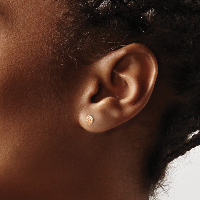 Exclusive 14K Rose Gold 5mm Round Puff Stud Earrings - Stylish Value-3