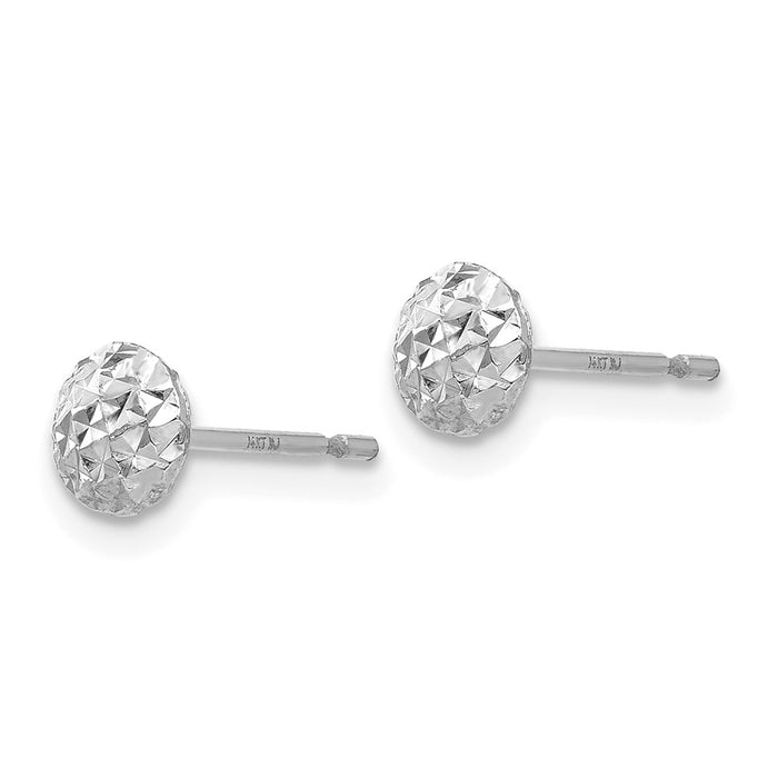 High-Quality 14K White Gold 5mm Puff Circle Stud Earrings - Stylish Value!-2