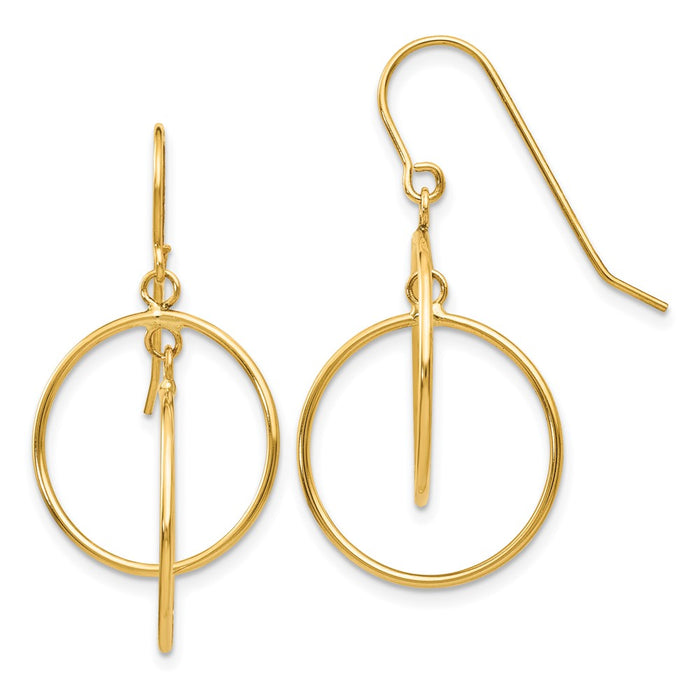 Exclusive 14K Gold Polished Circle Dangle Earrings | Stylish & Affordable Luxury-1