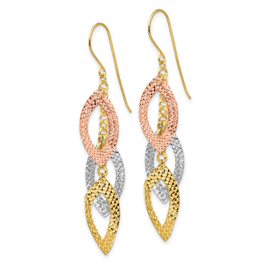 Shop 14K Tri-Color Diamond-Cut Teardrop Earrings - Stylish & Affordable Luxury!