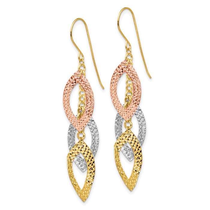 Shop 14K Tri-Color Diamond-Cut Teardrop Earrings - Stylish & Affordable Luxury!-2