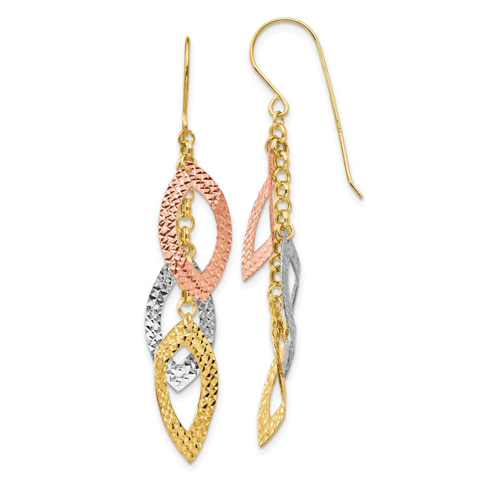 Shop 14K Tri-Color Diamond-Cut Teardrop Earrings - Stylish & Affordable Luxury!-1