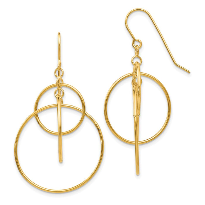 Exclusive 14K Gold Polished Circle Dangle Earrings - Stylish and Affordable!-1