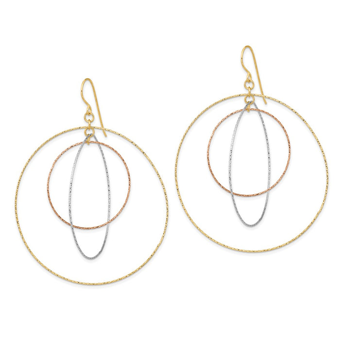 Buy Exclusive 14K Tri-Color Diamond-Cut Graduated Circle Earrings - Stylish & Affordable-2