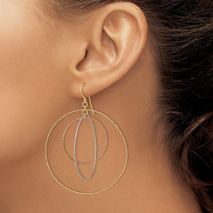 Buy Exclusive 14K Tri-Color Diamond-Cut Graduated Circle Earrings - Stylish & Affordable-4