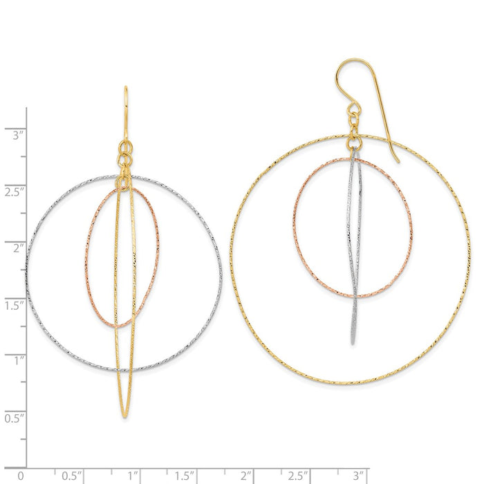 Buy Exclusive 14K Tri-Color Diamond-Cut Graduated Circle Earrings - Stylish & Affordable-3
