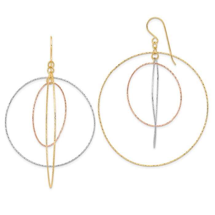 Buy Exclusive 14K Tri-Color Diamond-Cut Graduated Circle Earrings - Stylish & Affordable-1