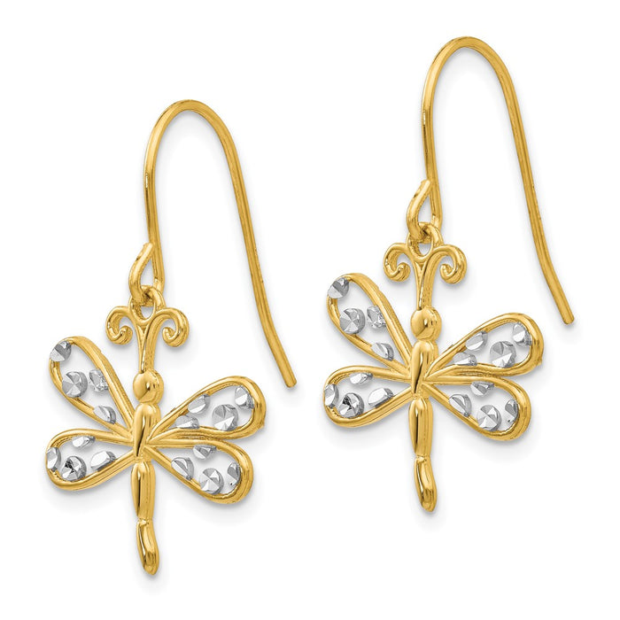Buy 14K Gold & Rhodium-Plated Diamond-Cut Dragonfly Earrings - Stylish Value-2