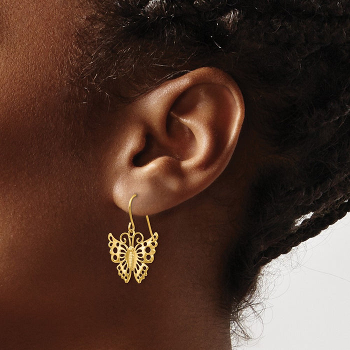 High-Quality 14K Gold Dangle Butterfly Earrings - Stylish & Affordable Design-3