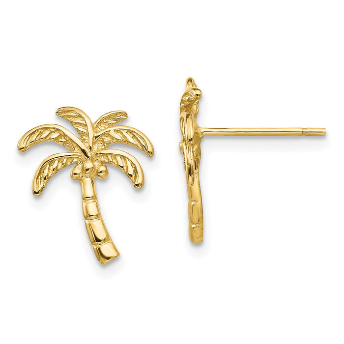High-Quality 14K Gold Palm Tree Stud Earrings - Stylish, Affordable Luxury-1