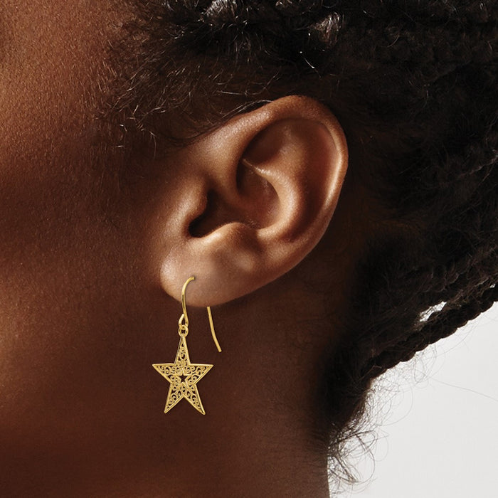 Shop Stylish 14K Gold Filigree Star Earrings | Exclusive 0.85mm Design-3