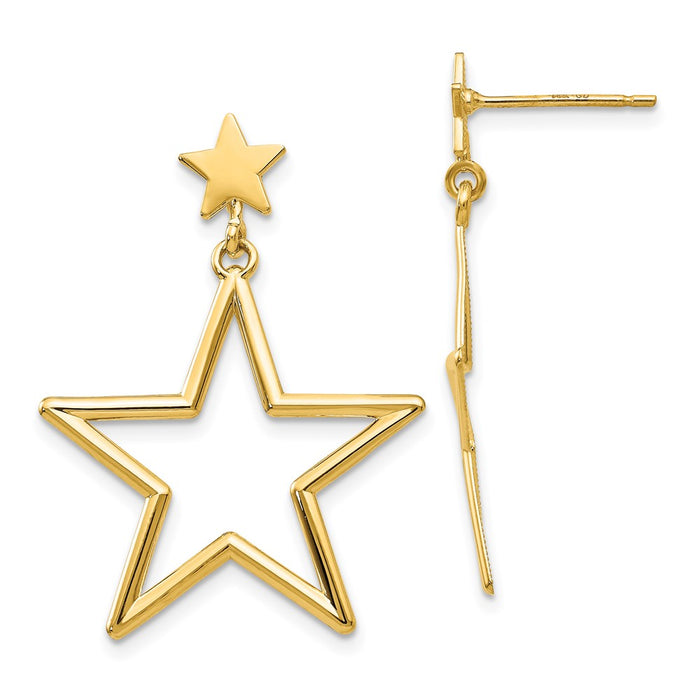 Shop Exclusive 14K Gold Star Dangle Earrings - Stylish Design, Great Value!-1