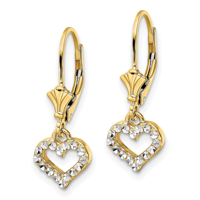 Exclusive 14K Gold & White Rhodium Double-C Heart Leverback Earrings - Stylish Value-2