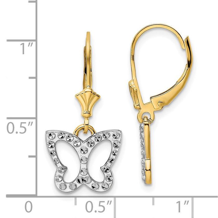 Shop Stylish 14K Gold & White Rhodium Double-Cut Butterfly Earrings, 1.5"-4