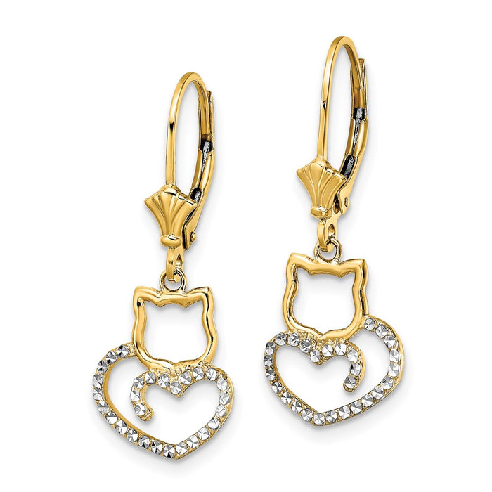 Buy Stylish 14K Gold & White Rhodium Double Cat Heart Earrings - Affordable Luxury-2