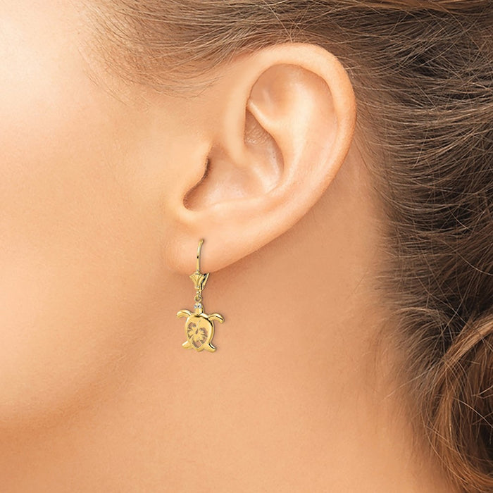 Buy Exclusive 14K Gold Floral Turtle Leverback Earrings - Stylish Value!-3