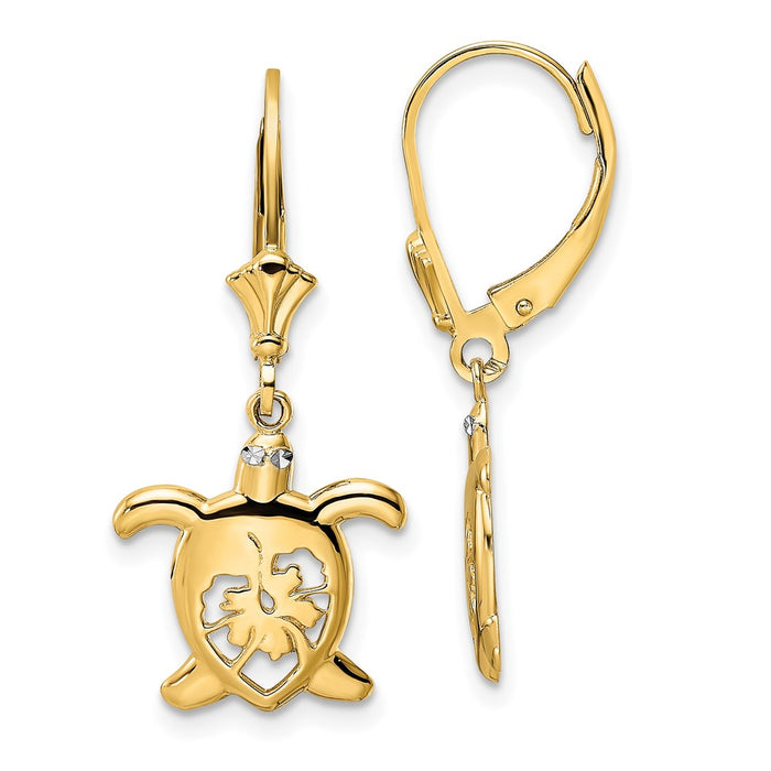 Buy Exclusive 14K Gold Floral Turtle Leverback Earrings - Stylish Value!-1