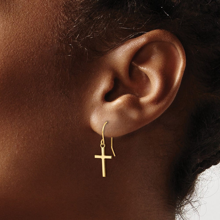 Shop Stylish 14K Gold Dangle Cross Earrings - High-Quality Design at Great Price-3