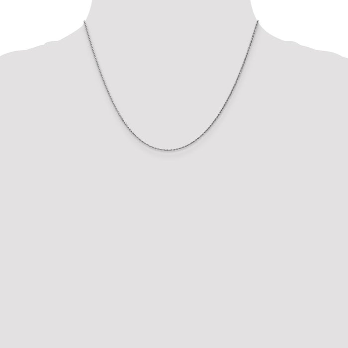 Buy 14K White Gold Diamond-Cut Rope Chain 1.15mm - Stylish 18-Inch Design-4