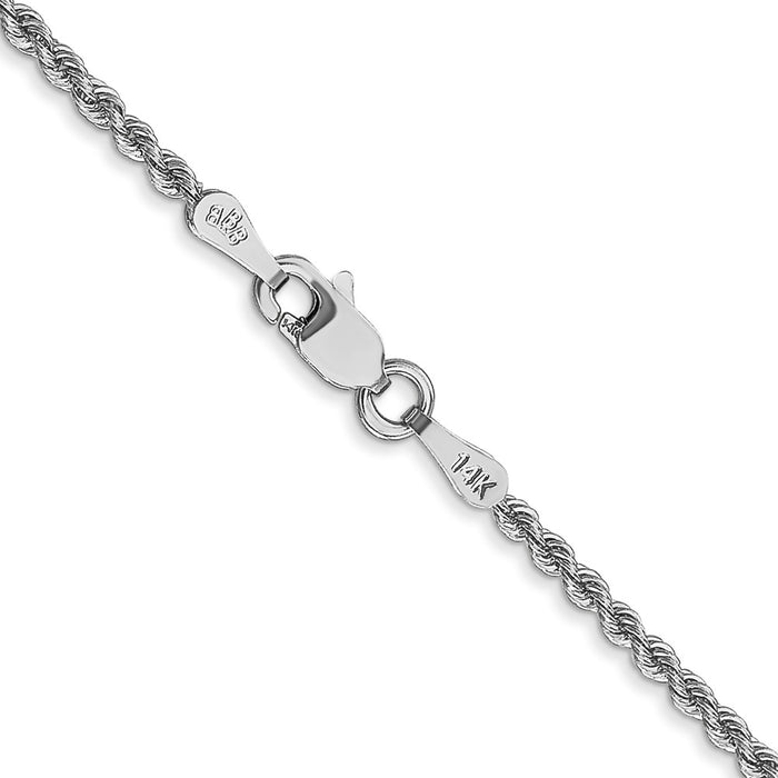 Shop 14K White Gold Classic Rope Chain 24-Inch 2mm - Stylish & Durable Value-3