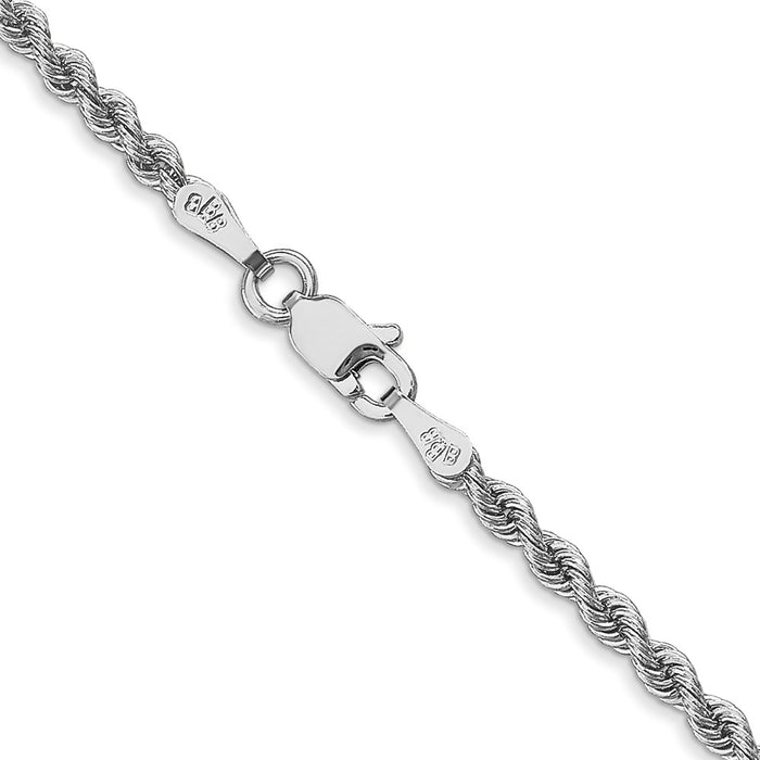 Buy Stylish 14K White Gold 24-Inch 2.5mm Rope Chain | Luxury Lobster Clasp-3